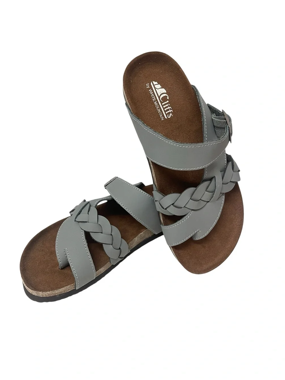 Cliffs by White Mountain Women's Blue/ Grey Braided Slide Sandals. (NWOT)